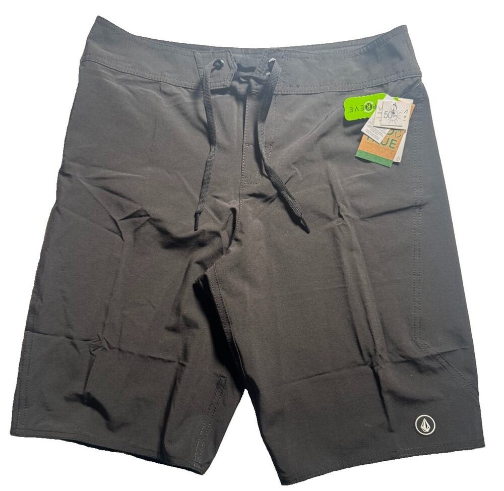 Volcom Womens Size 9 Simply Solid 11 Black Boardshorts Swim Shorts NWT UPF 50+